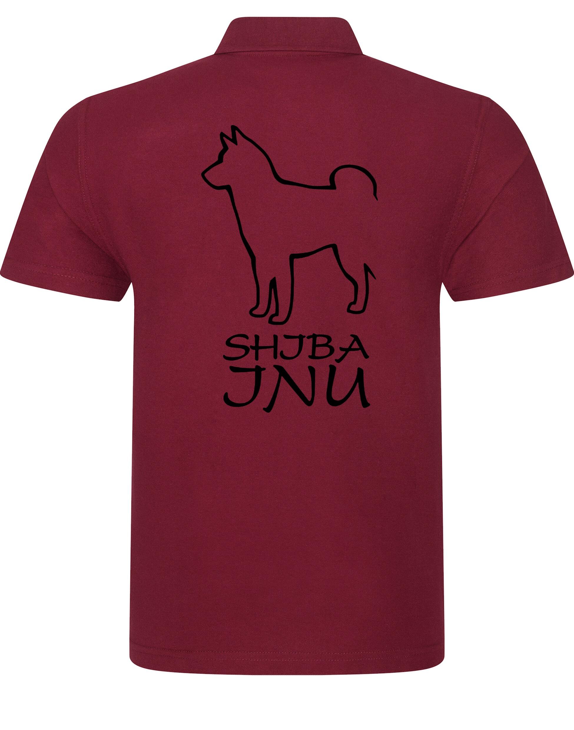 Unisex cotton polo shirt with exclusive Shiba Inu design on the back, made from lightweight breathable fabric with a relaxed fit, perfect for casual wear, dog events, or everyday outings.
