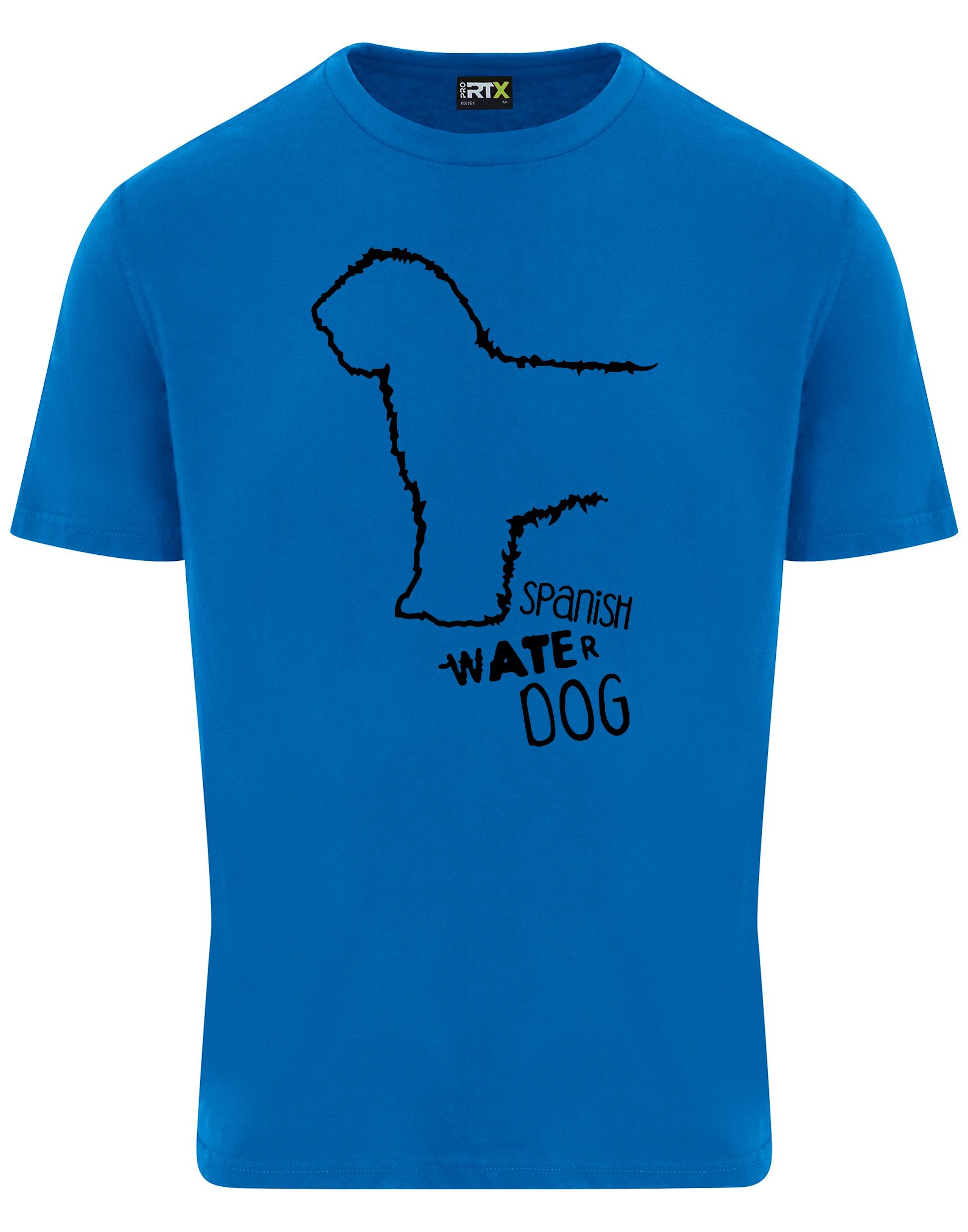 Unisex Roundneck T-shirt with Spanish Water Dog design printed on the front. Features a relaxed fit, classic neckline, and lightweight cotton for everyday comfort and style. Ideal for breed lovers and casual wear.