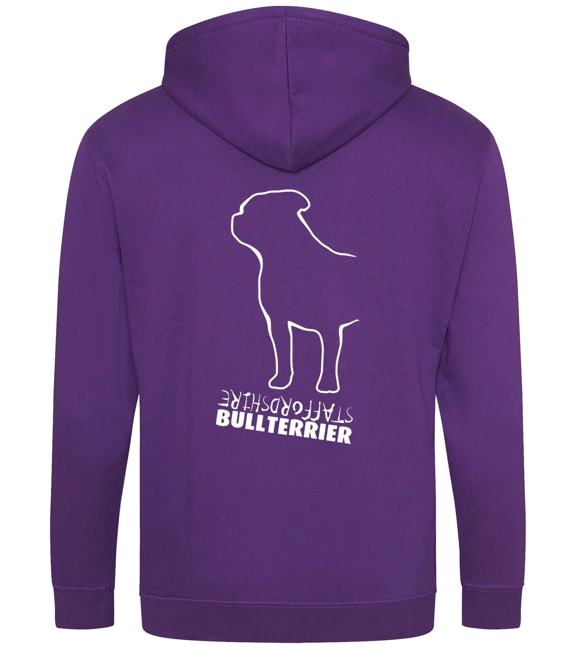 Unisex Staffordshire Bullterrier Zipped Hoodie Purple (White)