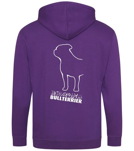 Unisex Staffordshire Bullterrier Zipped Hoodie Purple (White)