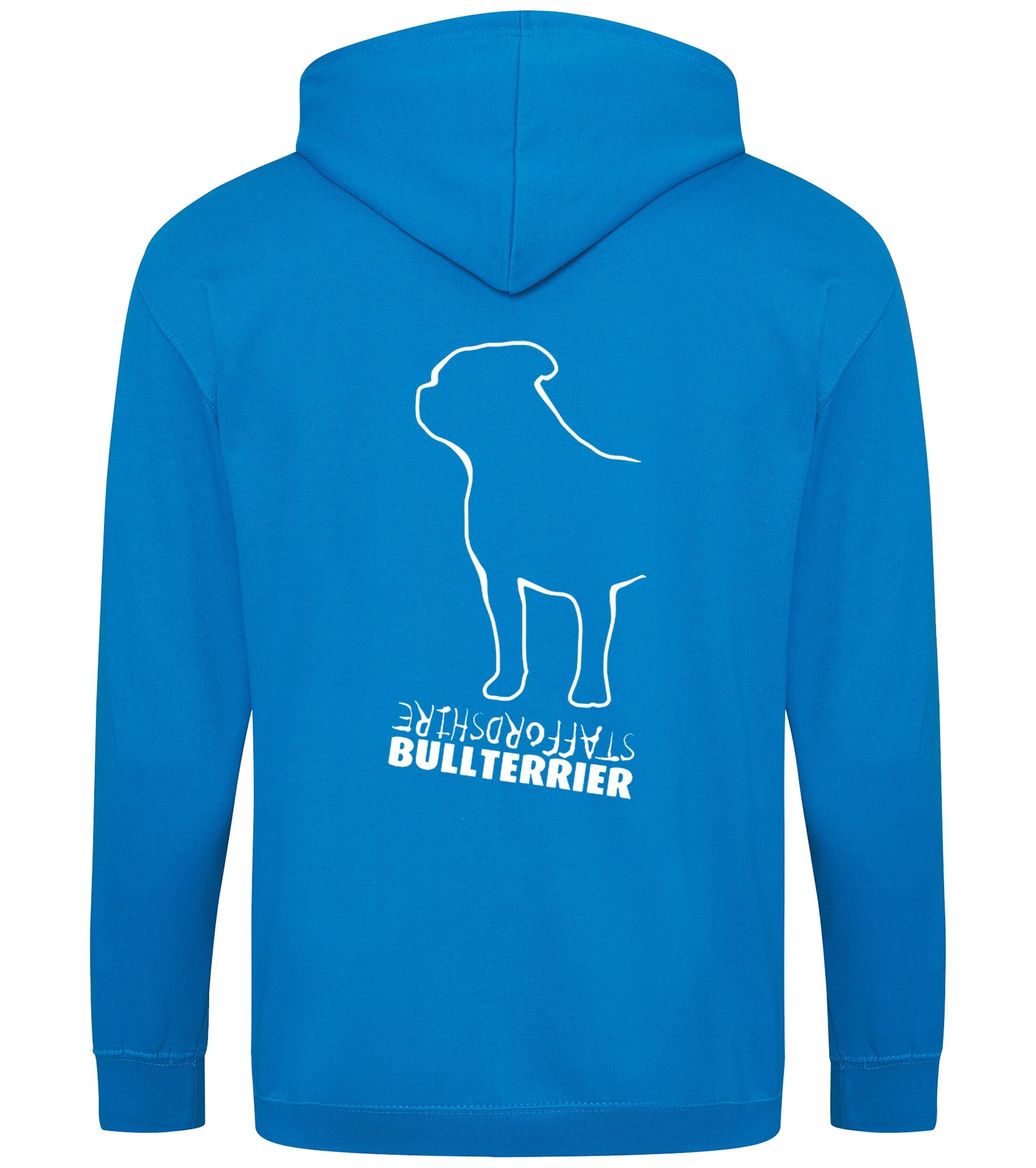 Unisex Staffordshire Bullterrier Zipped Hoodie Sapphire Blue (White)