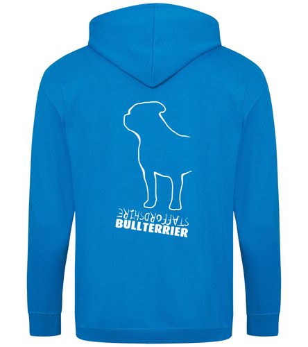 Unisex Staffordshire Bullterrier Zipped Hoodie Sapphire Blue (White)
