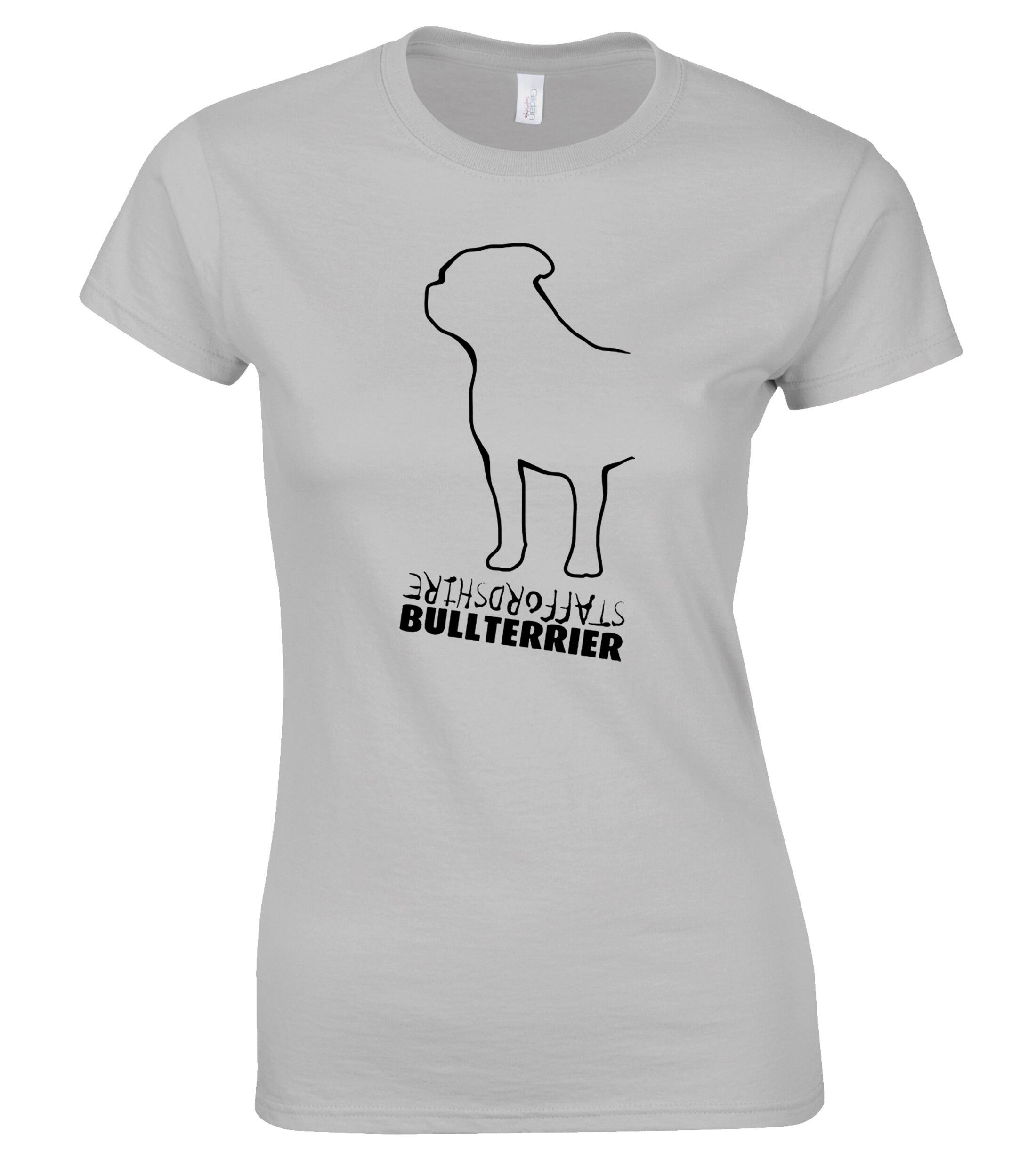 Female Staffordshire Bullterrier T-Shirt Sports Grey (Black)