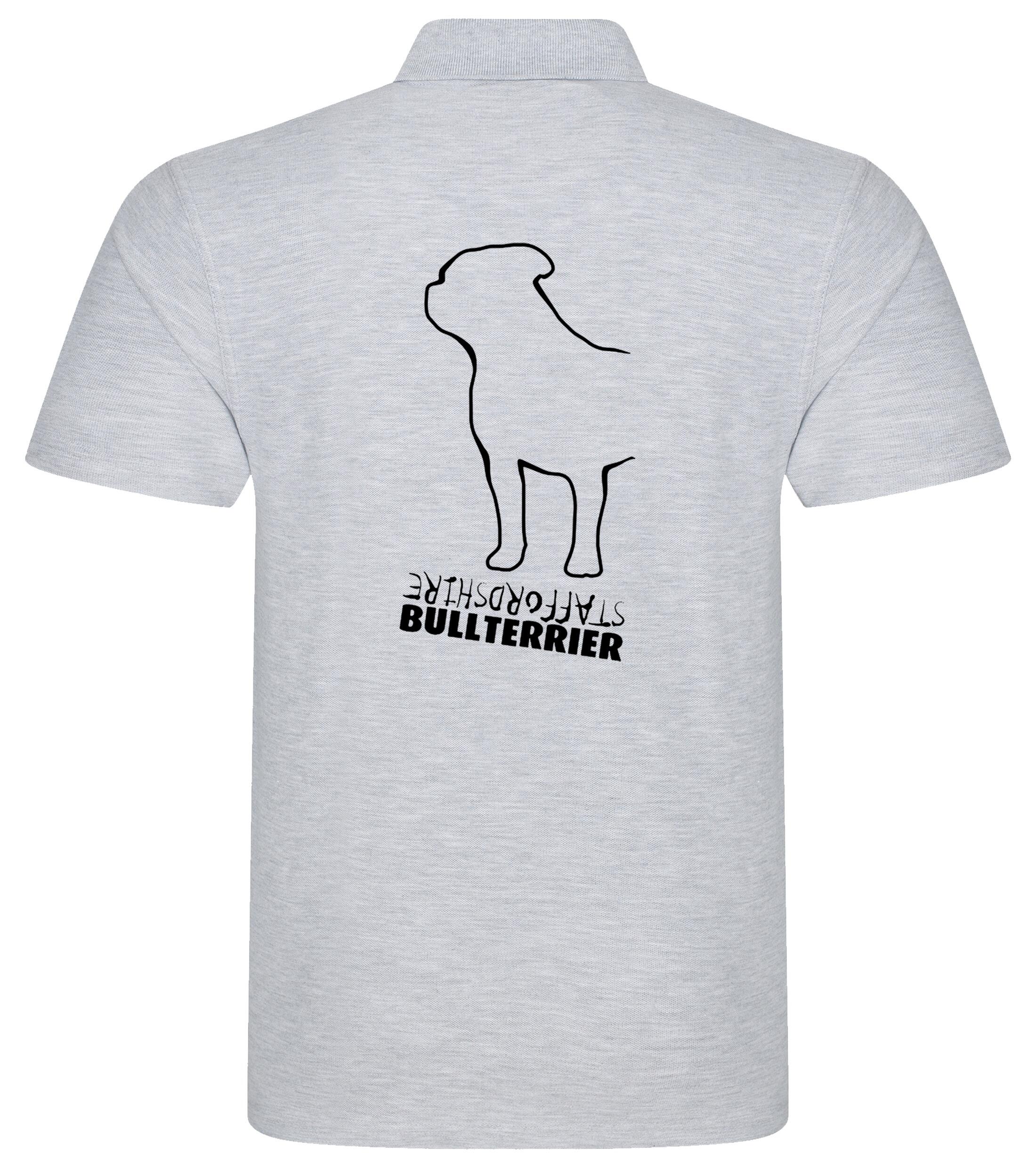 Unisex Staffordshire Bullterrier Polo Shirt Heather Grey (Black)