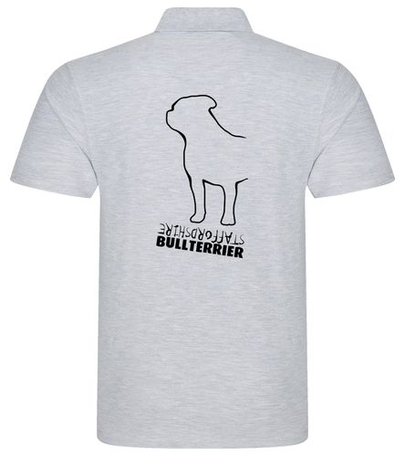 Unisex Staffordshire Bullterrier Polo Shirt Heather Grey (Black)