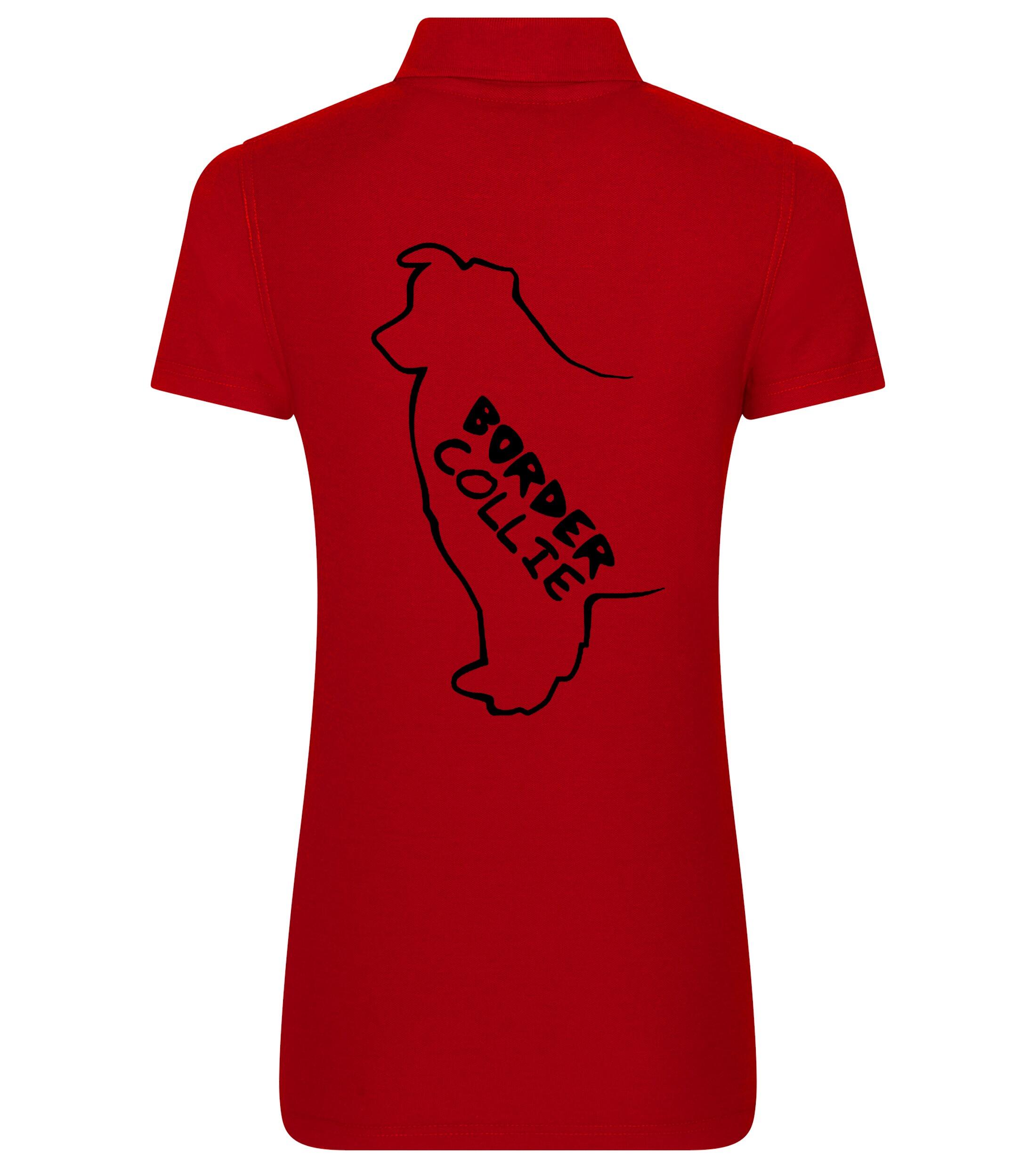 Female Border Collie Polo Shirt Red (Black)