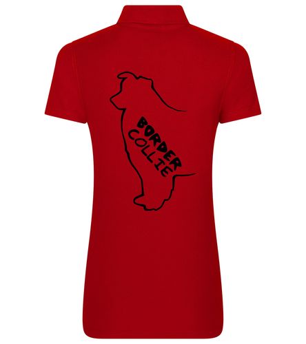 Female Border Collie Polo Shirt Red (Black)