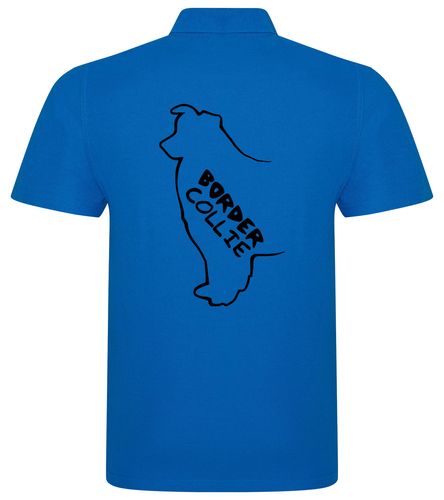 Unisex Border Collie Polo Shirt Sapphire Blue (Black)