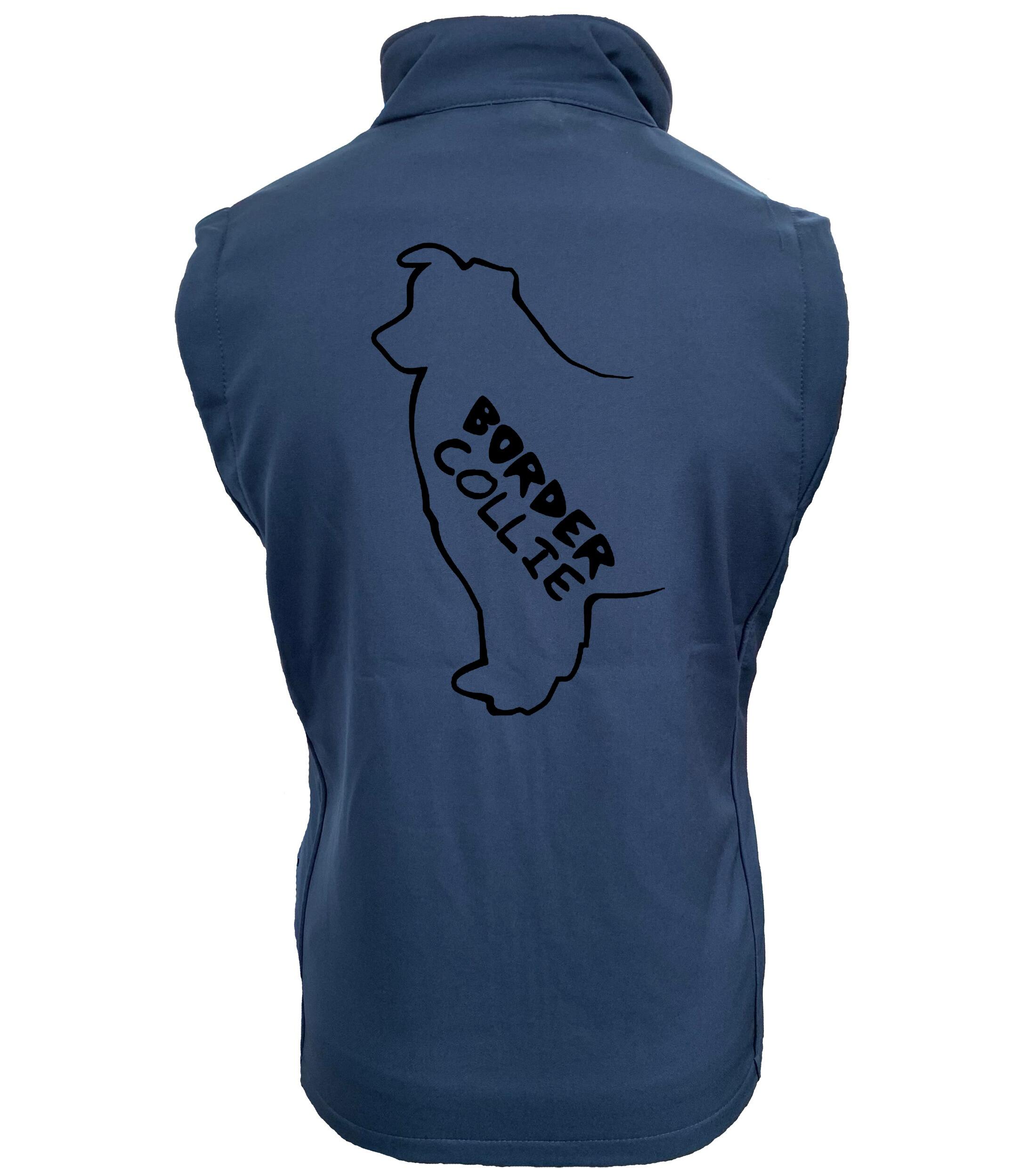 Unisex Border Collie Softshell Gilet Navy Royal (Black)