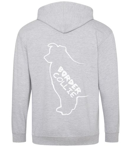 Unisex Border Collie Zipped Hoodie Heather Grey (White)