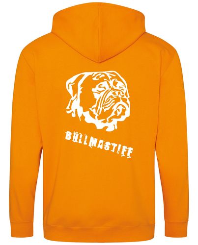 Unisex Bullmastiff (Head) Zipped Hoodie Orange Crush (White)