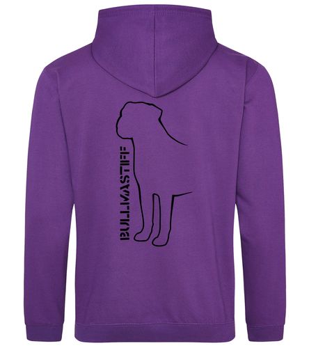 Unisex Bullmastiff (Standing) Pullover Hoodie Purple (Black)