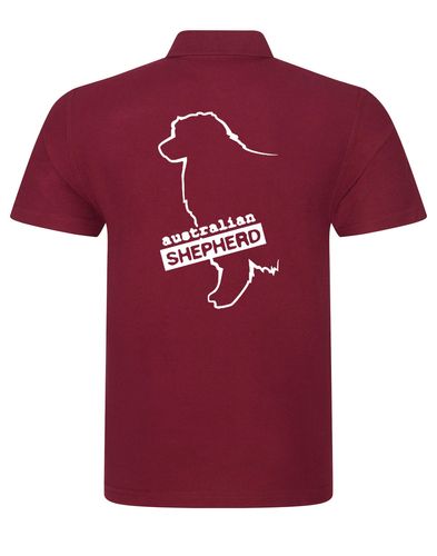 Unisex Australian Shepherd Polo Shirt Burgundy (White)