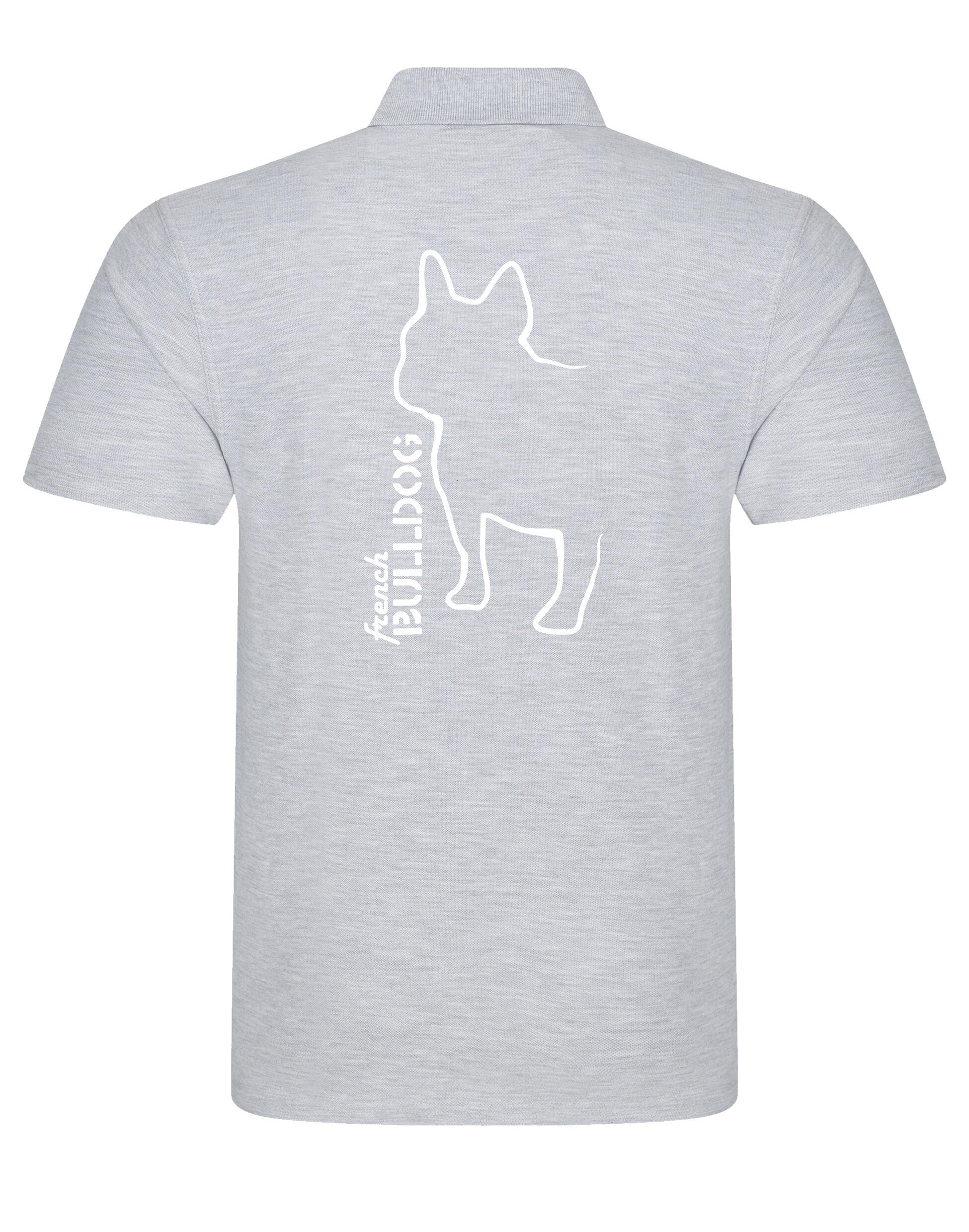 Unisex French Bulldog (Outline) Polo Shirt Heather Grey (White)