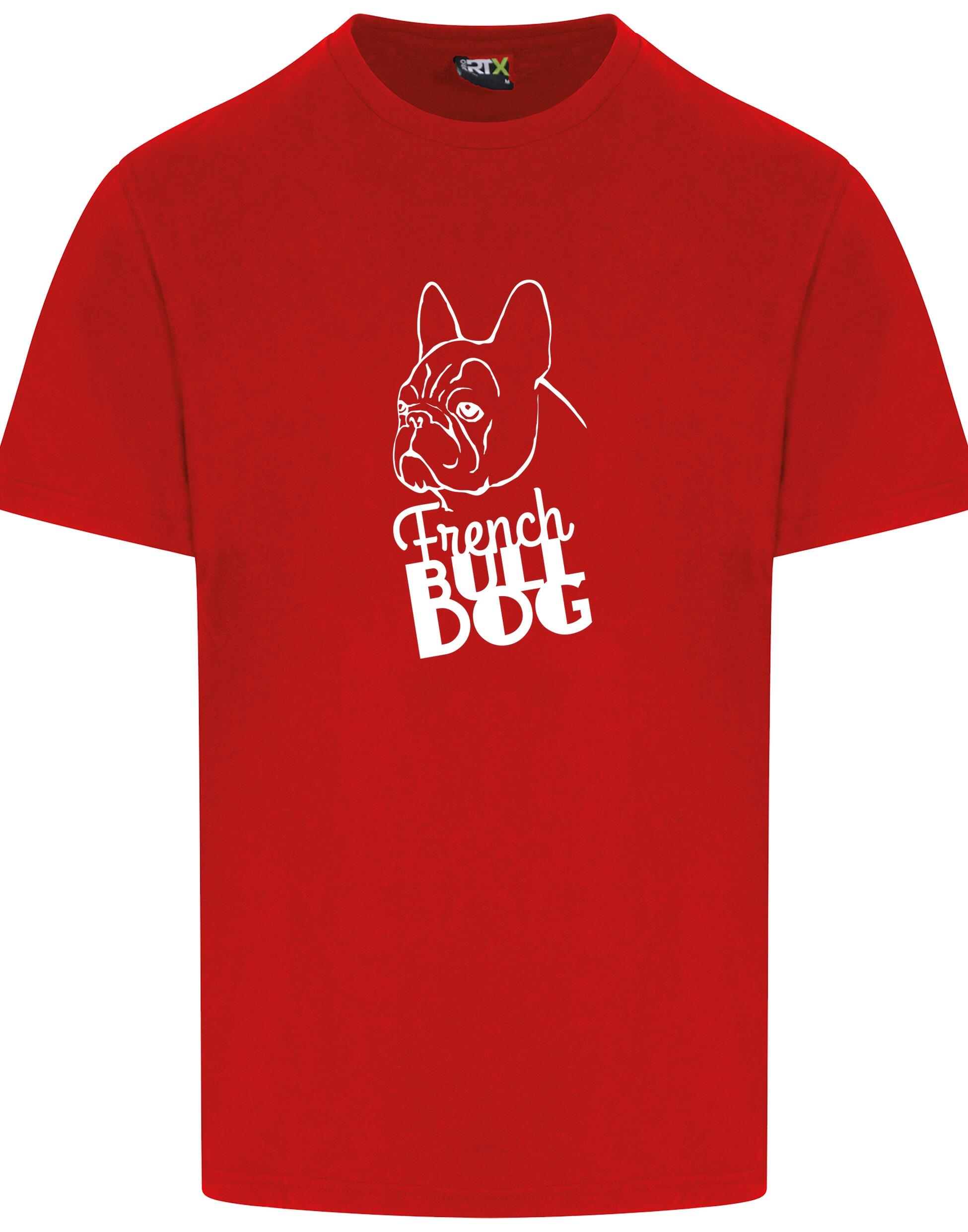 Unisex French Bulldog (Head) T-Shirt Red (White)