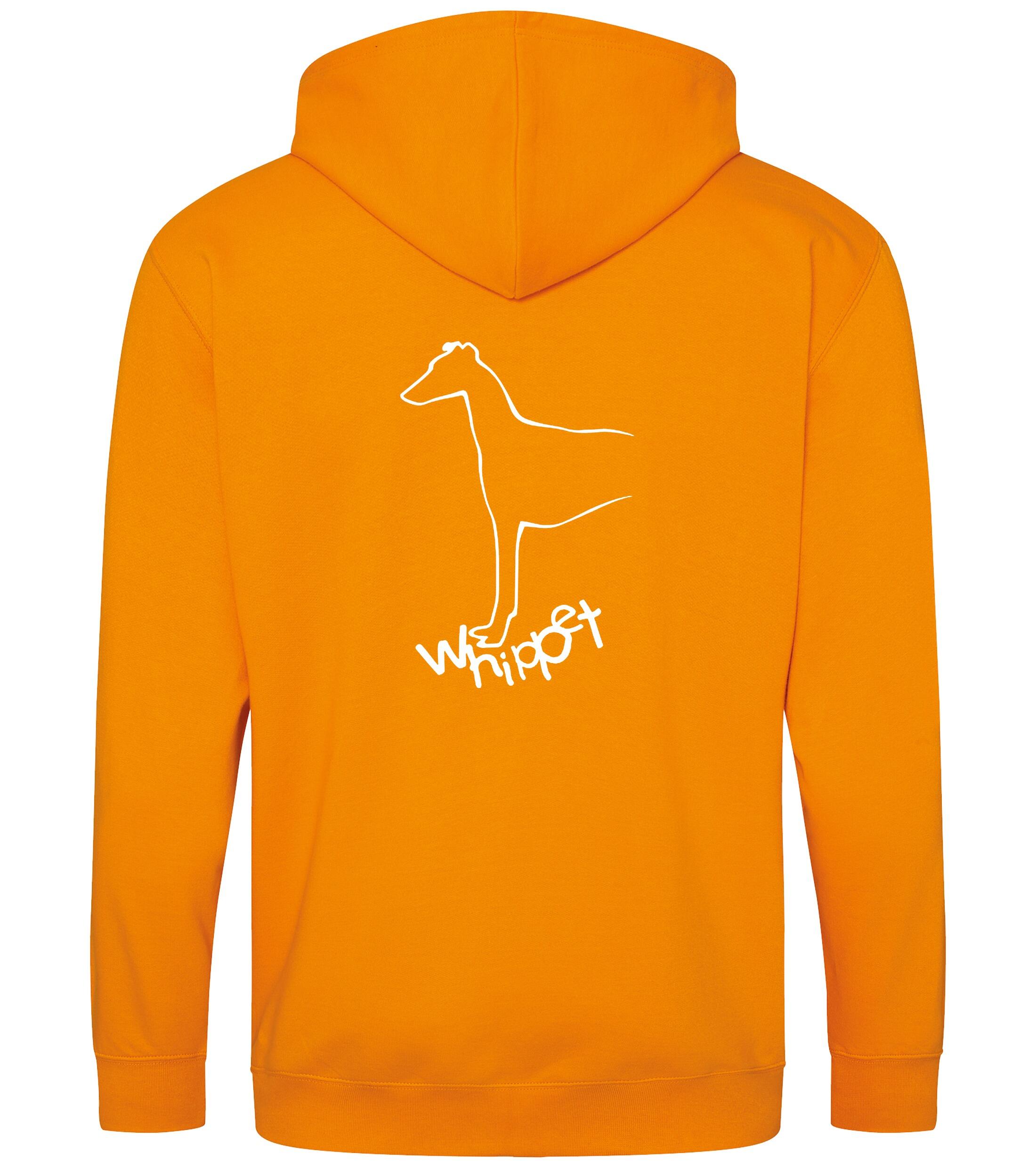 Unisex Whippet Zipped Hoodie Orange Crush (White)