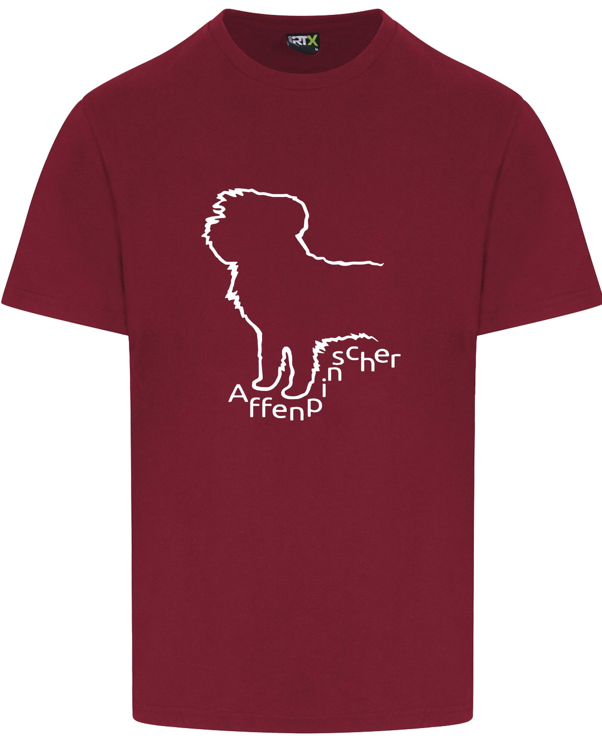 Unisex Affenpinscher Roundneck T-Shirt Burgundy (White)