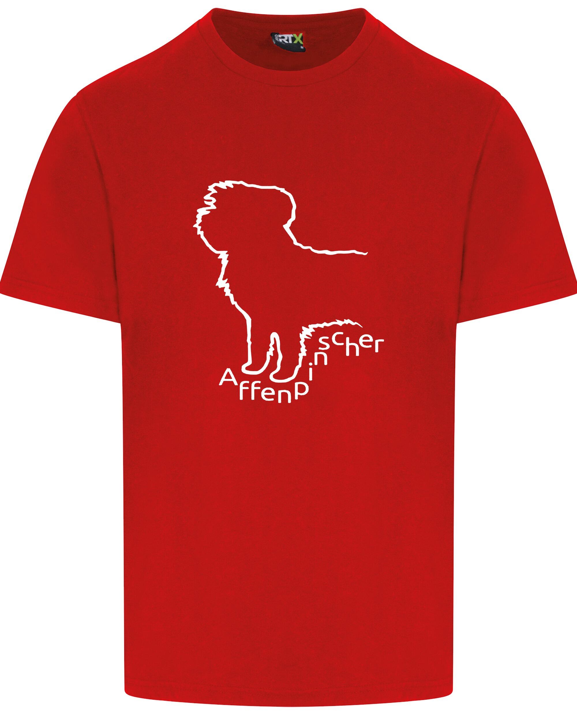 Unisex Affenpinscher Roundneck T-Shirt Red (White)
