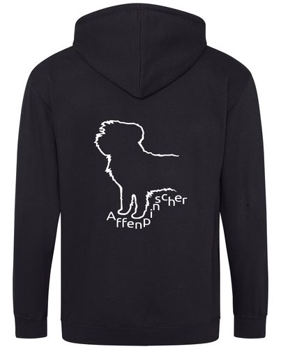Unisex Affenpinscher Zipped Hoodie Black (White)