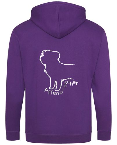 Unisex Affenpinscher Zipped Hoodie Purple (White)