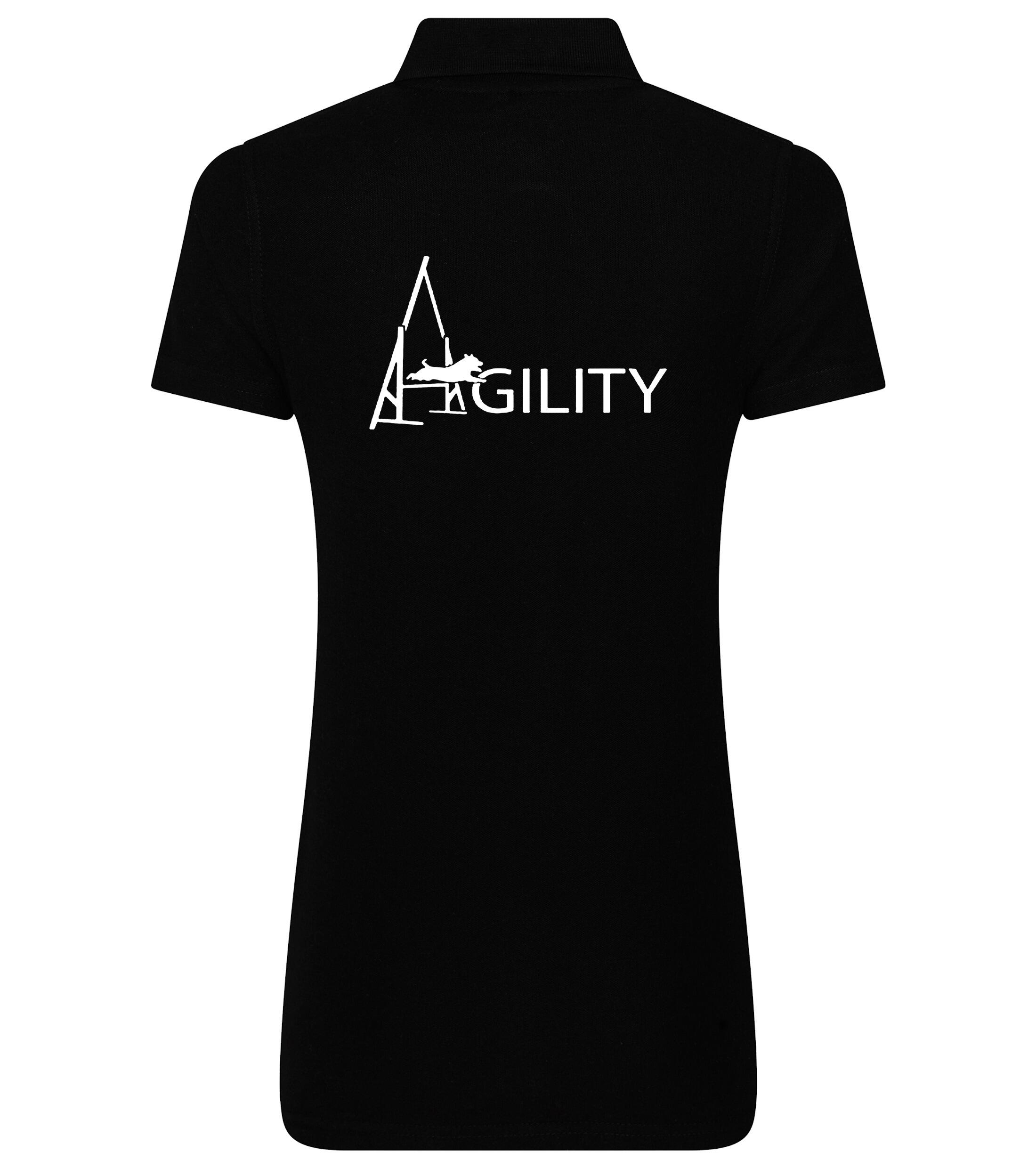 Female Agility Polo Shirt Black (White)