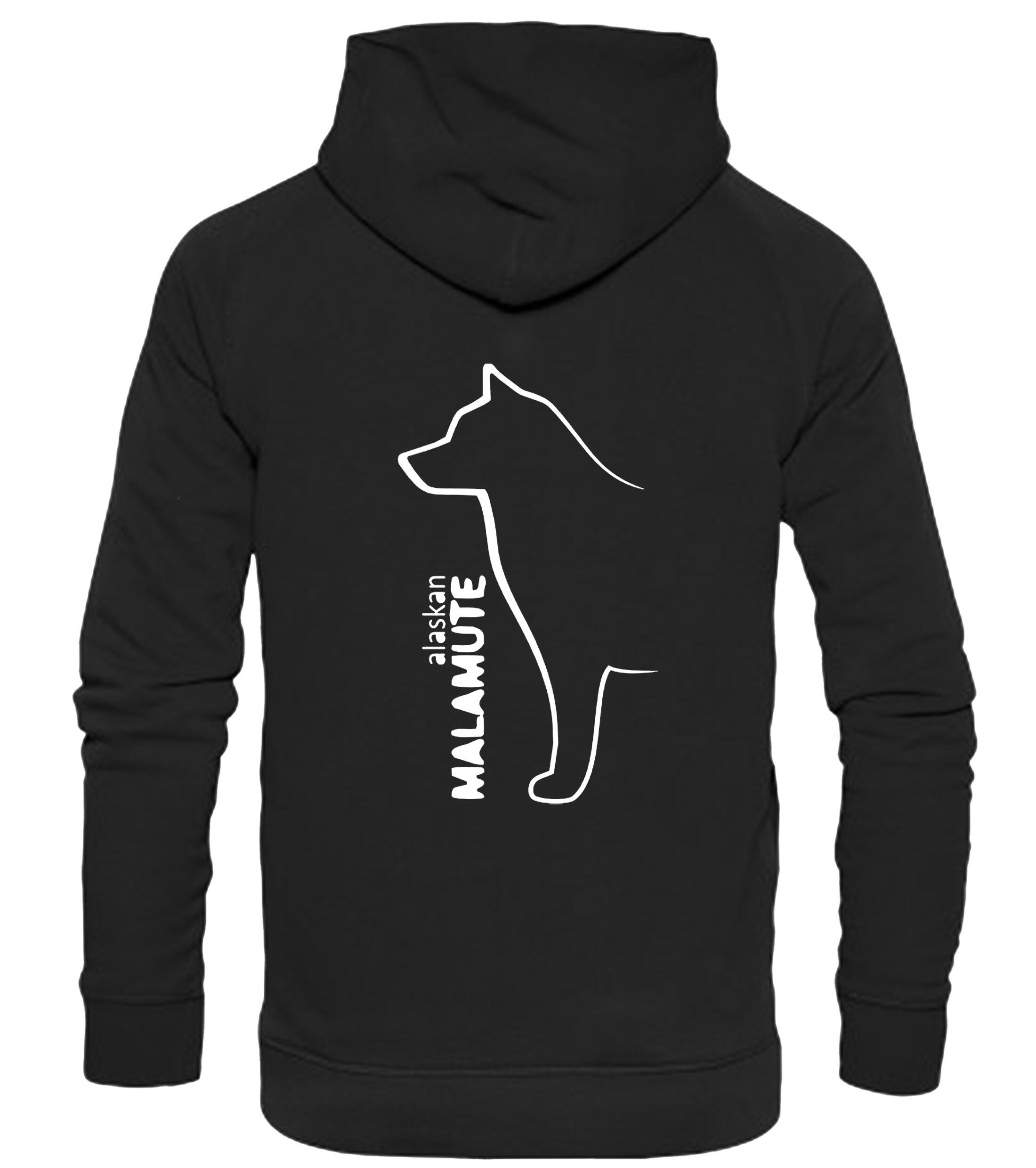 Unisex Alaskan Malamute Pullover Hoodie Black (White)