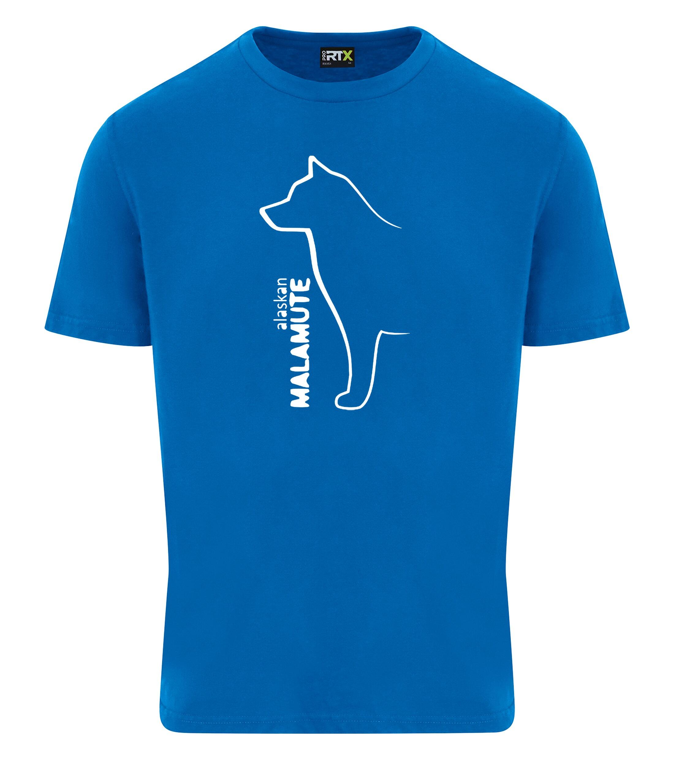 Unisex Alaskan Malamute Roundneck T-Shirt Sapphire Blue (White)