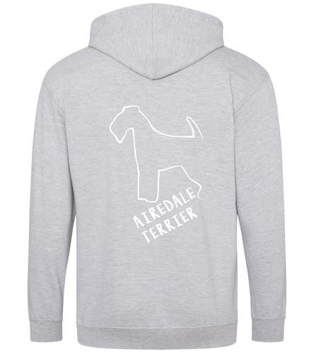 Unisex Airedale Terrier Zipped Hoodie Heather Grey (White)