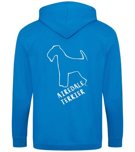 Unisex Airedale Terrier Zipped Hoodie Sapphire Blue (White)