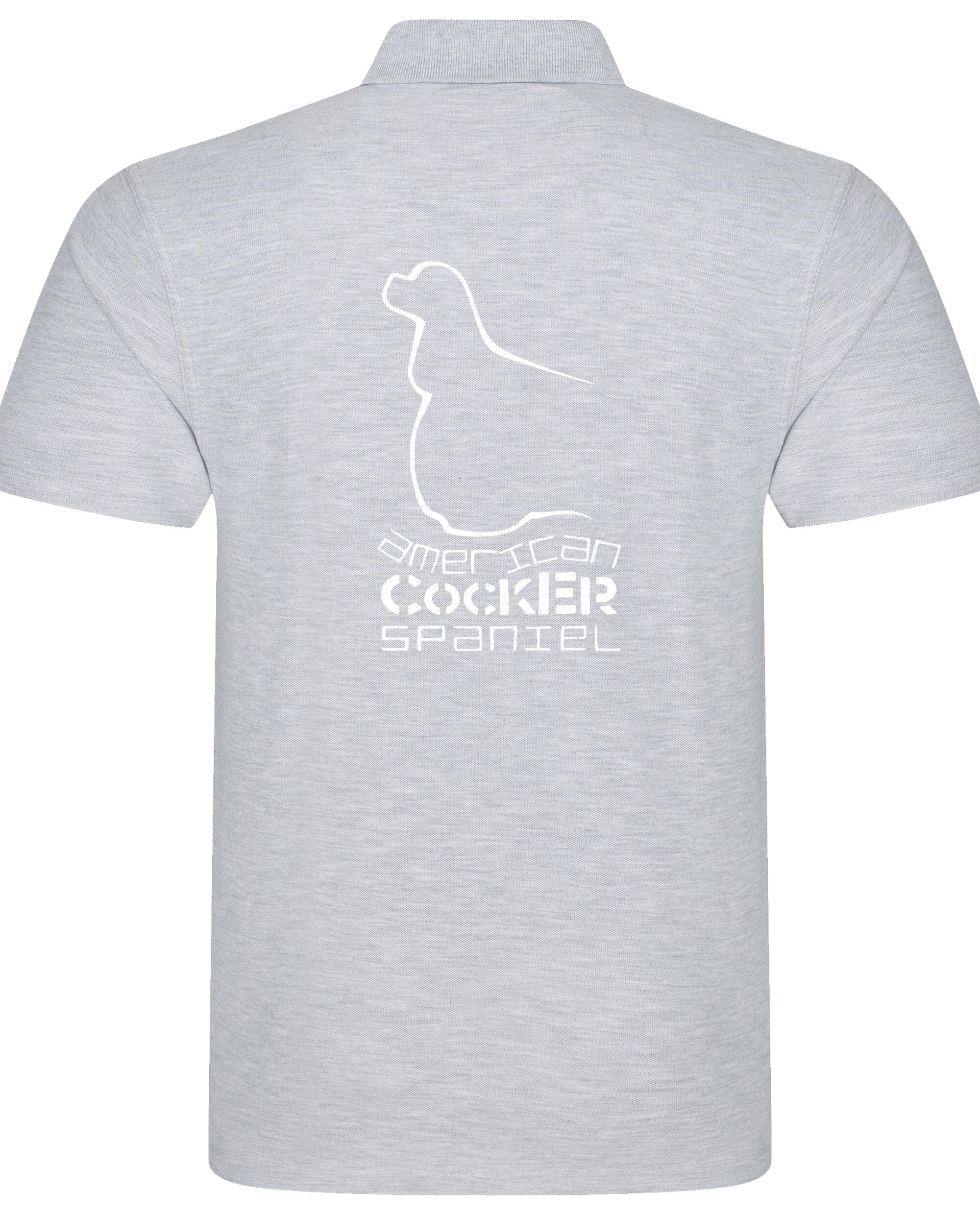 Unisex American Cocker Spaniel Polo Shirt Heather Grey (White)