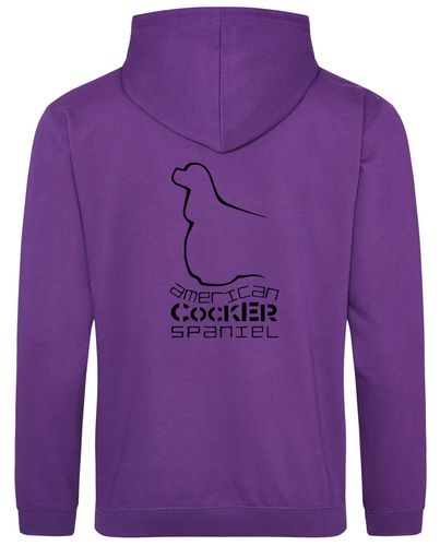 Unisex American Cocker Spaniel Pullover Hoodie Purple (Black)