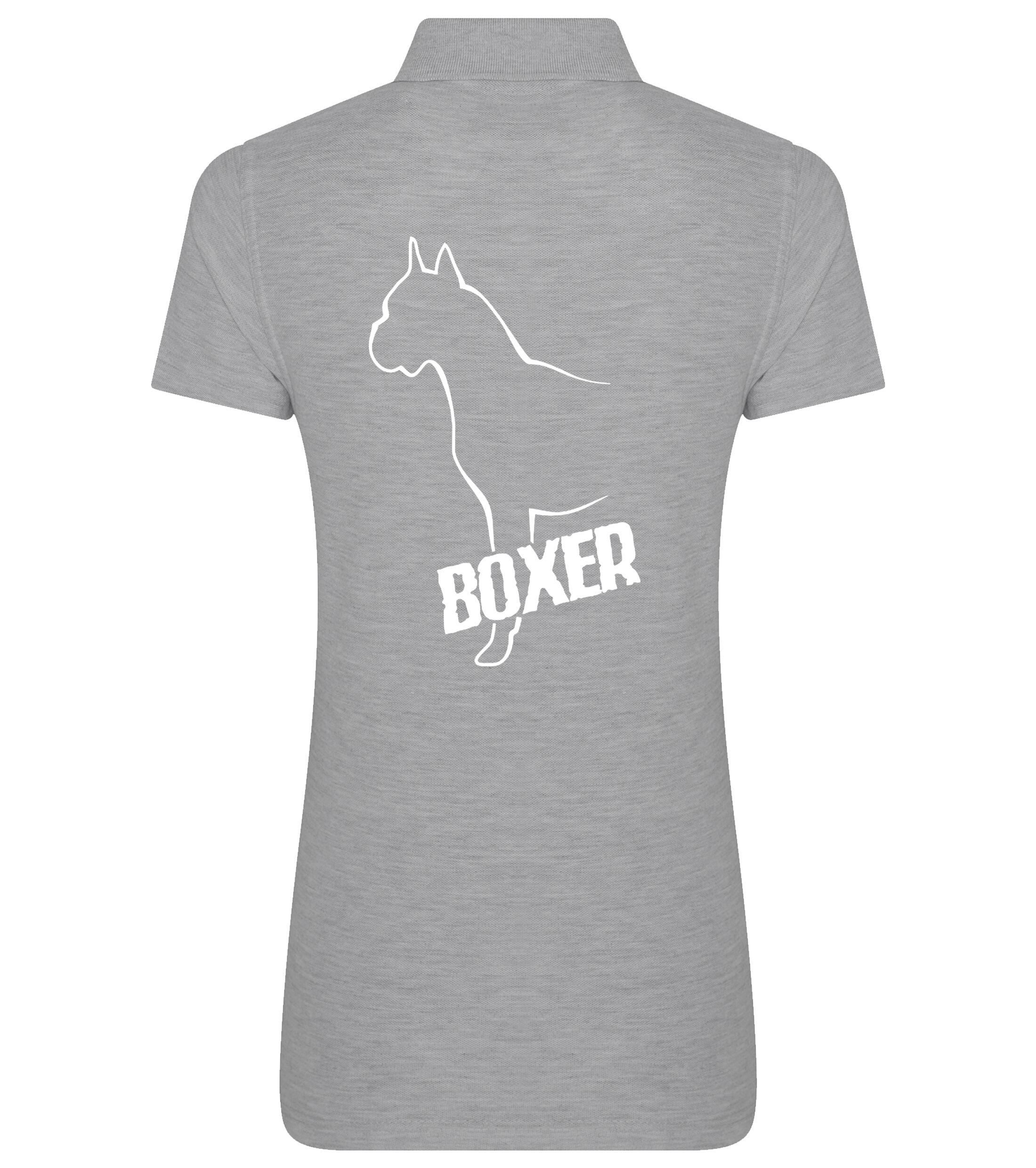 Female Boxer Ear Up Polo Shirt Heather Grey (White)