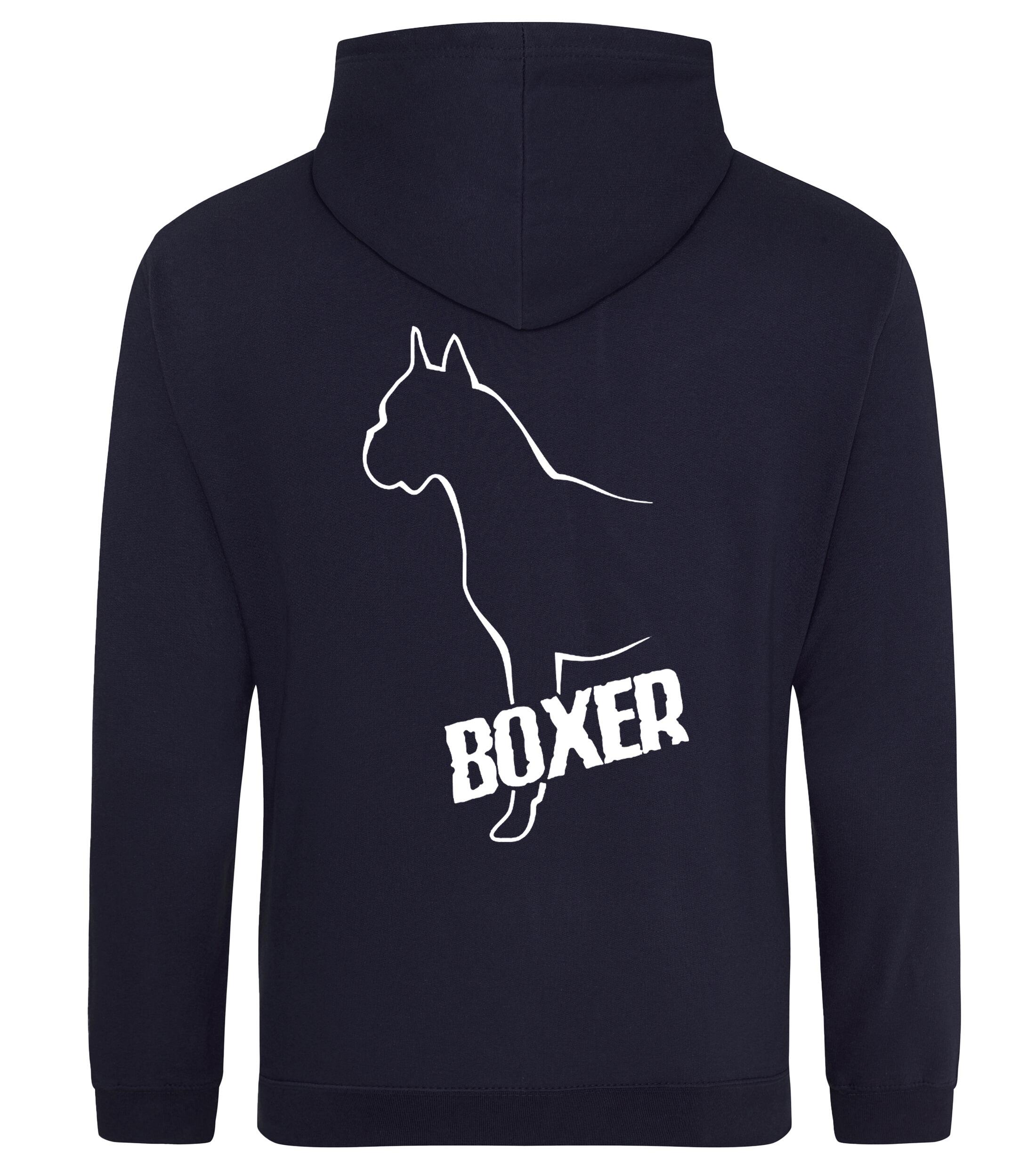 Unisex Boxer Ear Up Pullover Hoodie French Navy (White)