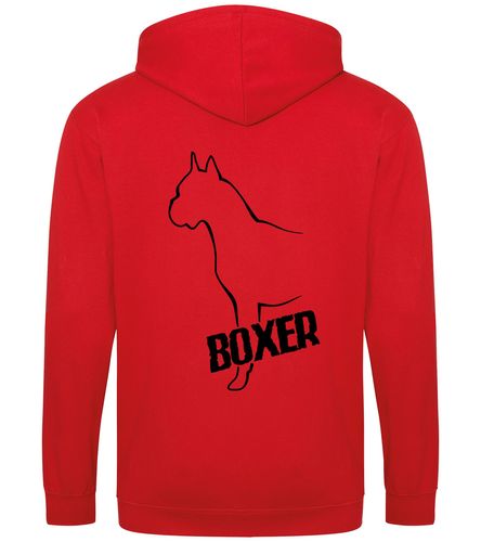 Unisex Boxer Ear Up Zipped Hoodie Red (Black)