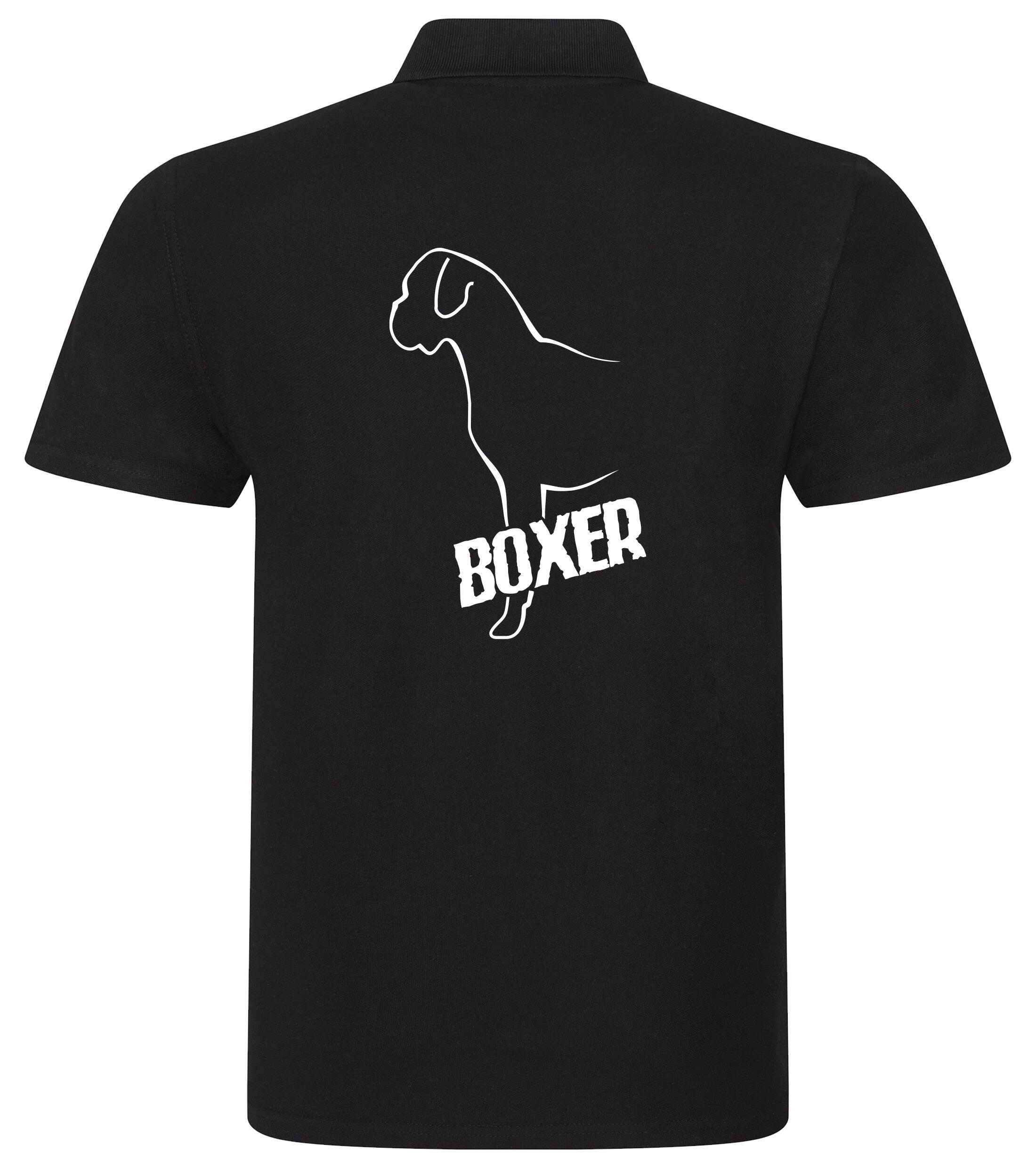 Unisex Boxer Ear Drop Polo Shirt Black (White)