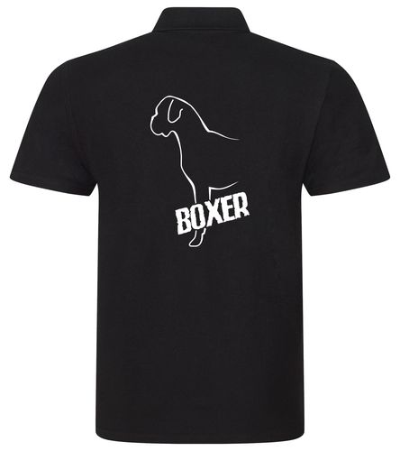 Unisex Boxer Ear Drop Polo Shirt Black (White)