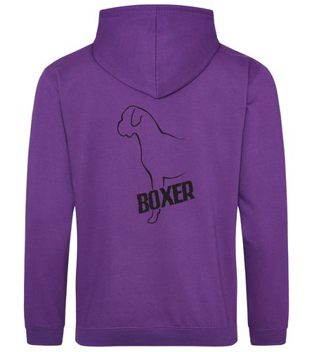 Unisex Boxer Ear Drop Pullover Hoodie Purple (Black)