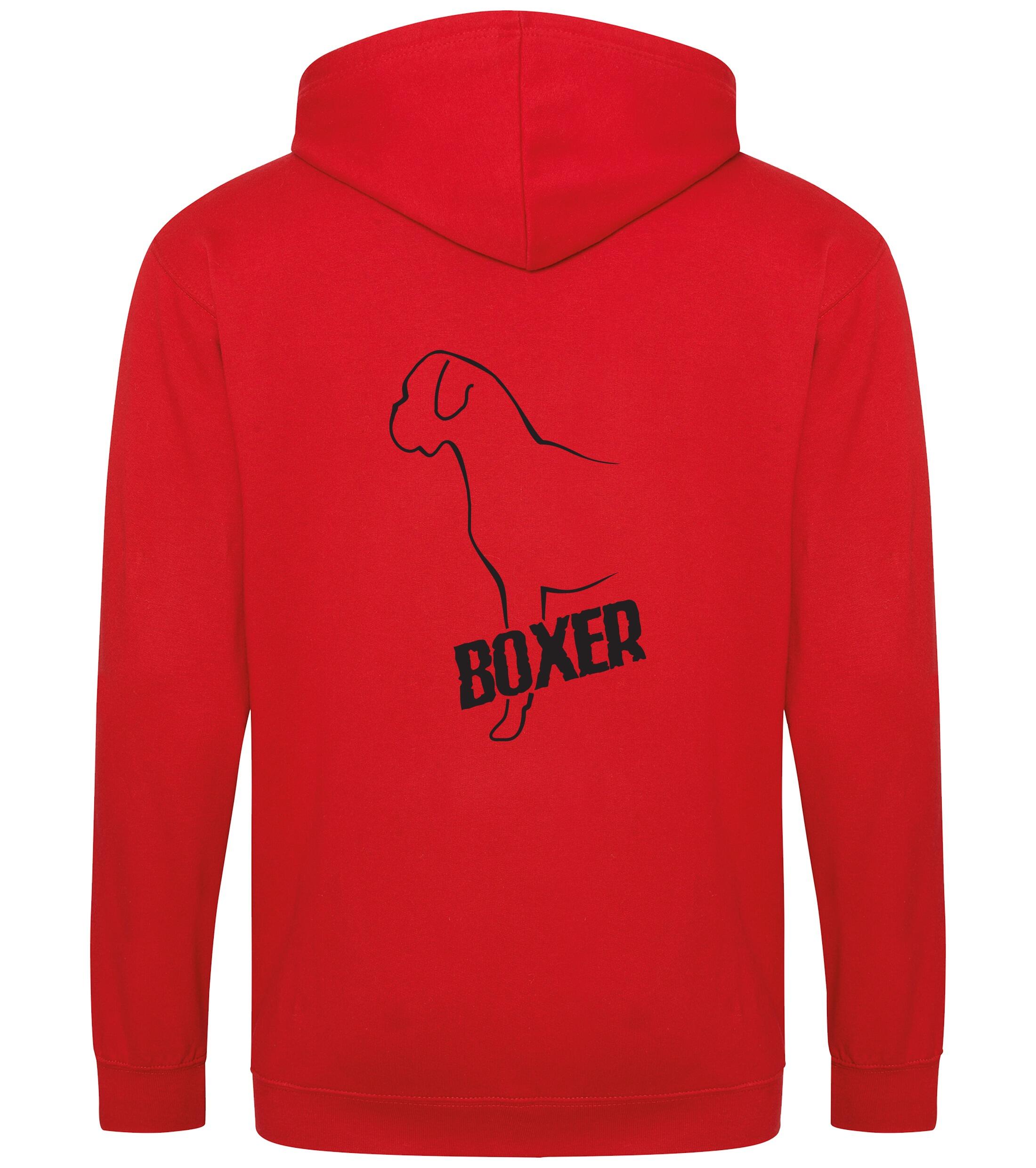 Unisex Boxer Ear Drop Zipped Hoodie Red (Black)
