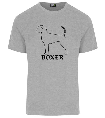 Unisex Boxer Ear Drop (2) Roundneck T-Shirt Heather Grey (Black)