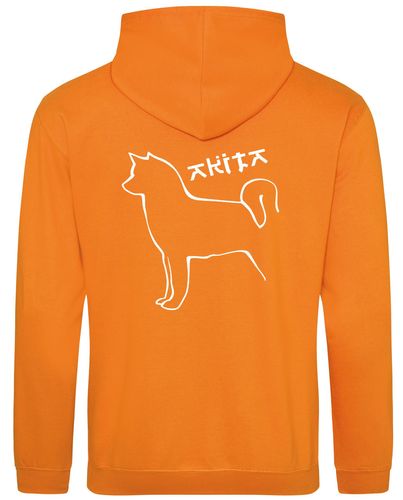 Unisex Akita Pullover Hoodie Orange Crush (White)