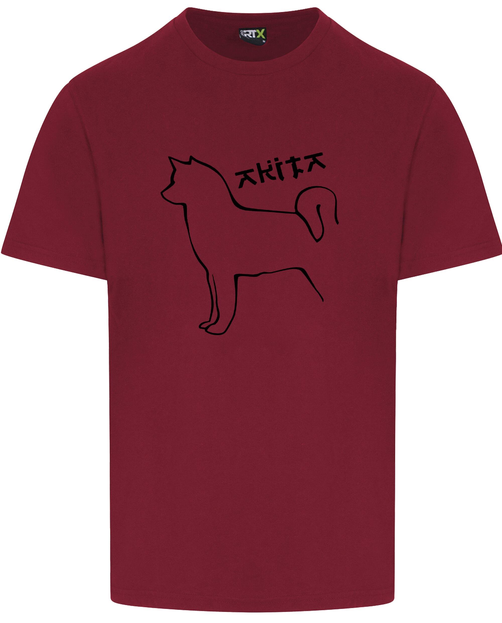 Unisex Akita Roundneck T-Shirt Burgundy (Black)