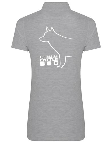 Female Australian Cattle Dog Polo Shirt Heather Grey (White)