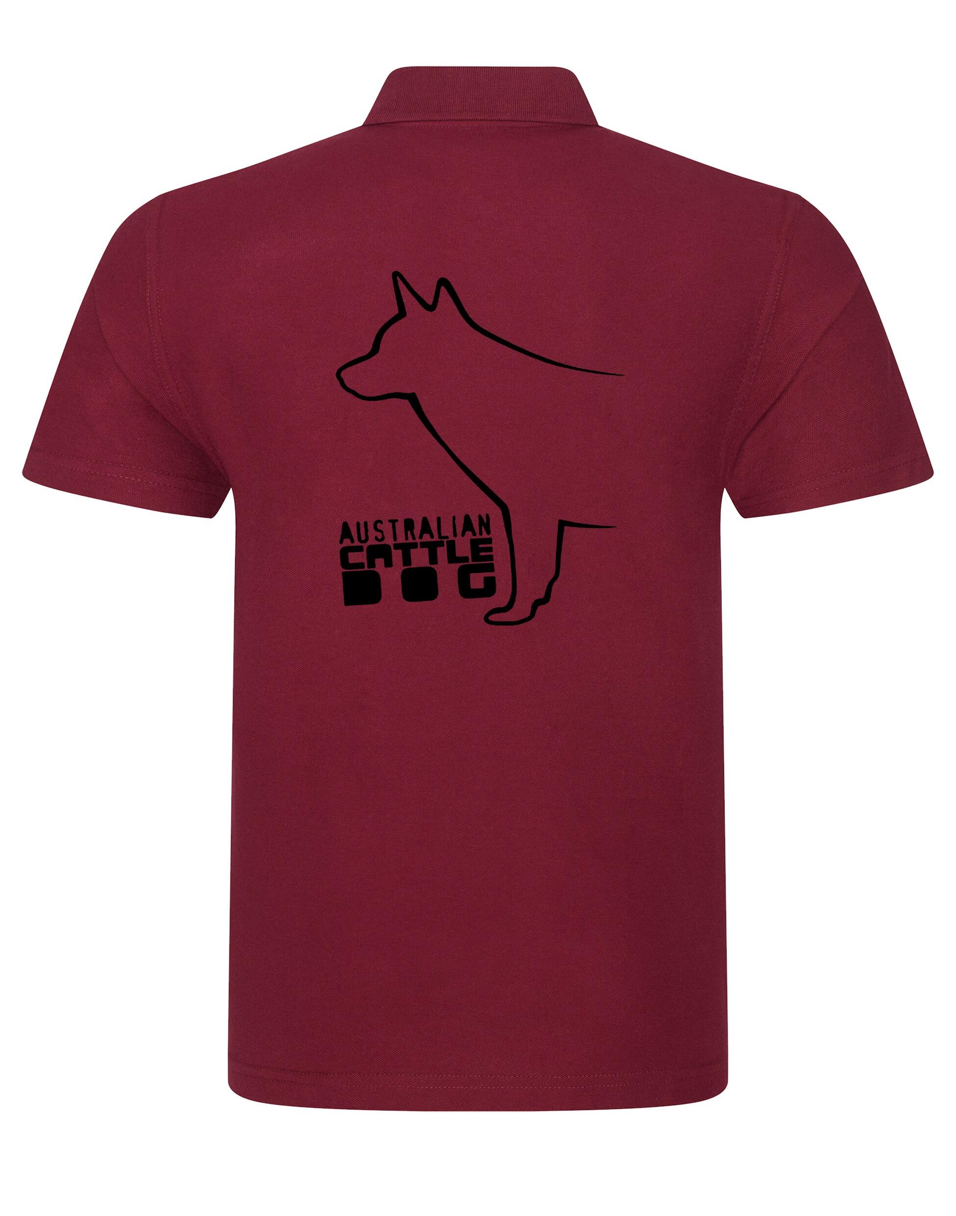 Unisex Australian Cattle Dog Polo Shirt Burgundy (Black)