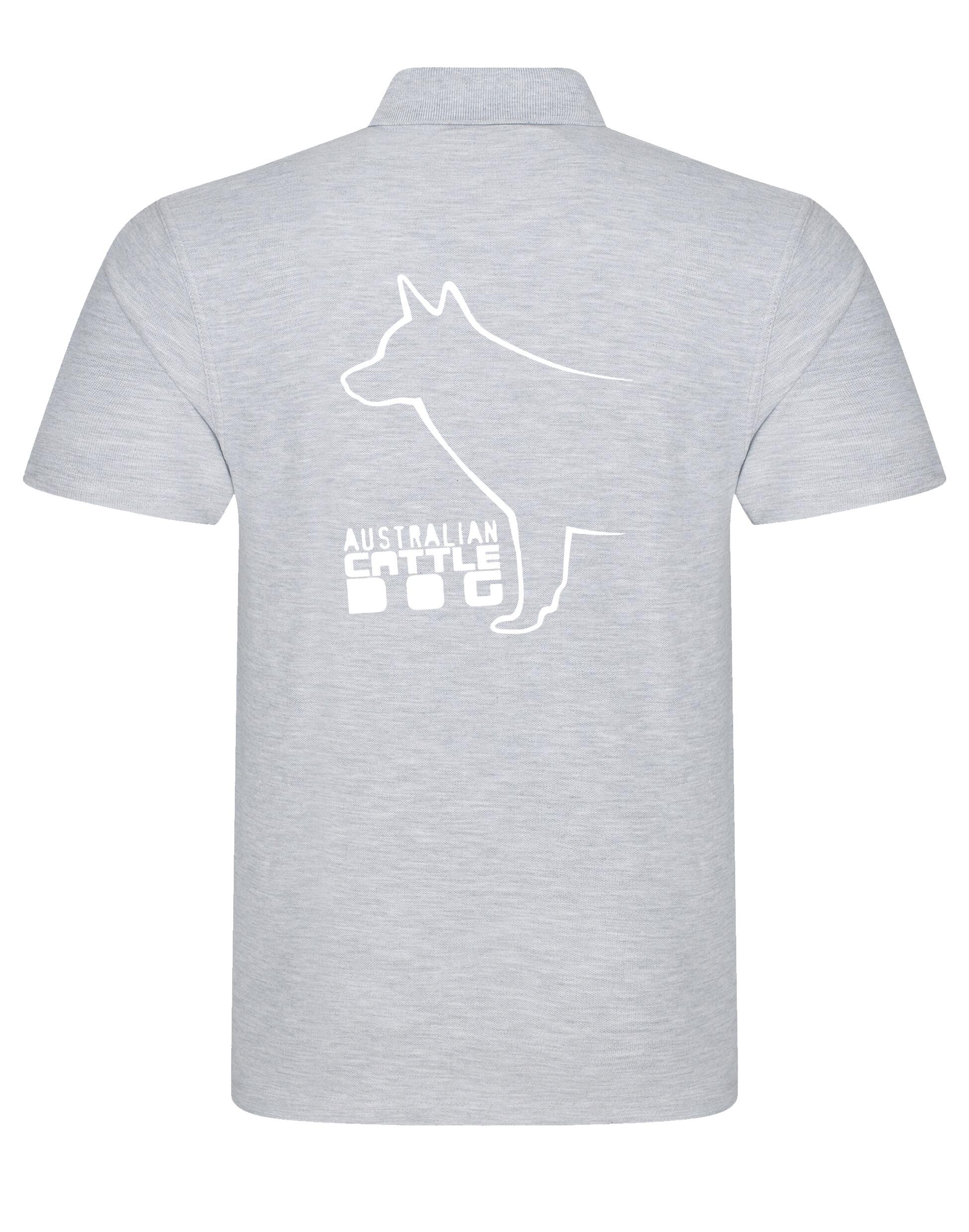 Unisex Australian Cattle Dog Polo Shirt Heather Grey (White)