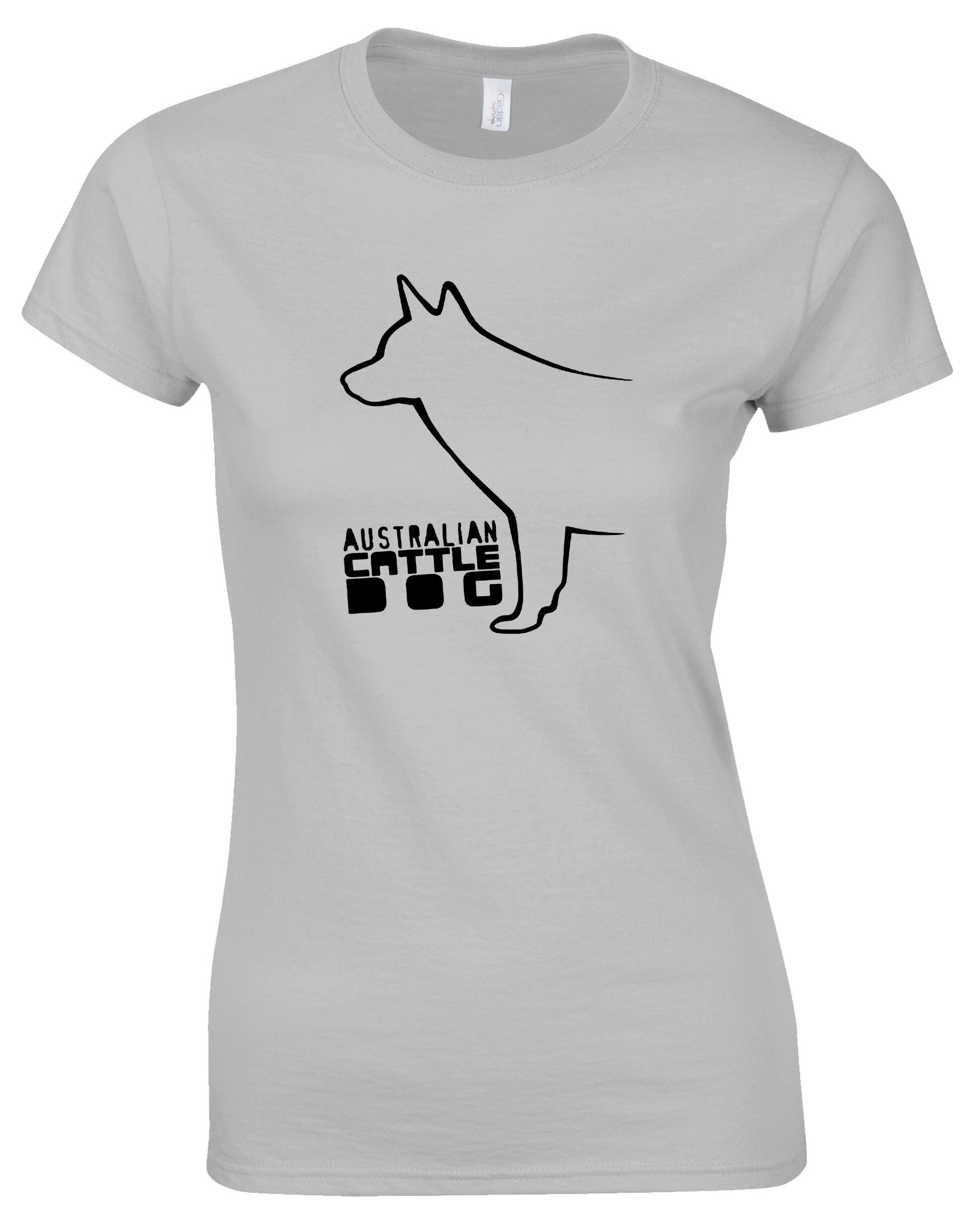 Female Australian Cattle Dog Roundneck T-Shirt Sports Grey (Black)