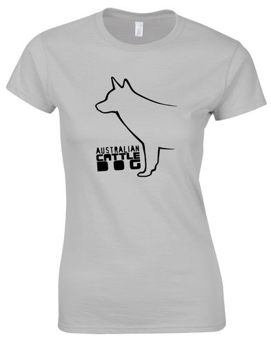 Female Australian Cattle Dog Roundneck T-Shirt Sports Grey (Black)