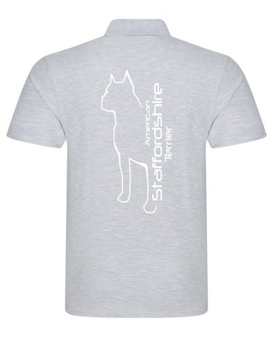 Unisex American Staffordshire Terrier Polo Shirt Heather Grey (White)