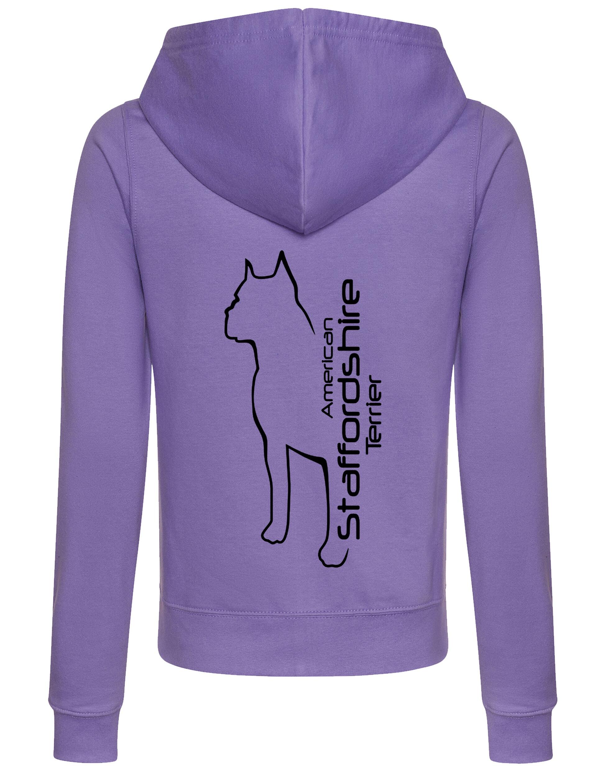 Female American Staffordshire Terrier Zipped Hoodie Lavender (Black)