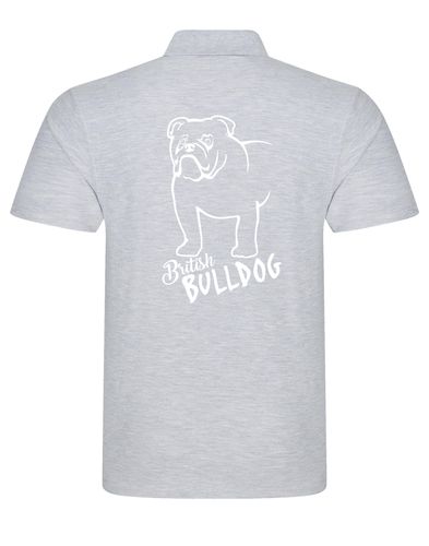 Unisex British Bulldog Polo Shirt Heather Grey (White)