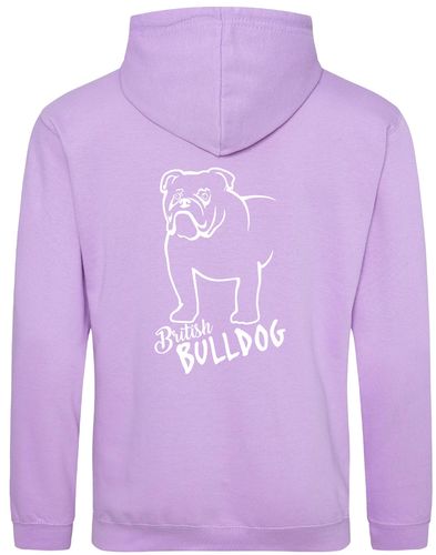 Unisex British Bulldog Pullover Hoodie Lavender (White)